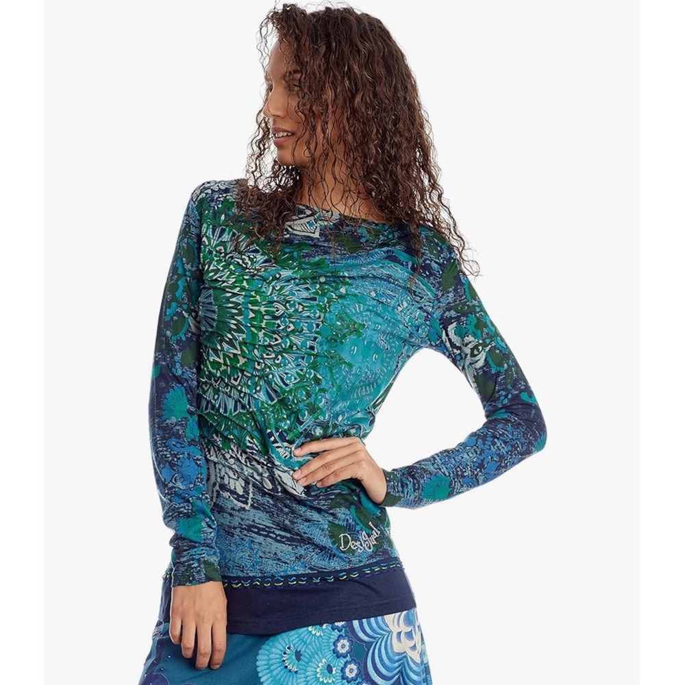 Desigual Women's Telma Long‎ Sleeve Top in Green size M